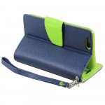 Wholesale iPhone 5S 5 Diary Flip Leather Wallet Case w Stand and Strap (Blue Green)